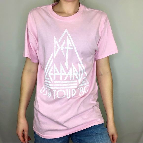 American Classics Def Leppard 80’s USA Tour Concert Shirt Pink Rock Punk - Picture 1 of 8